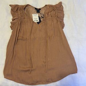 Brown cap sleeve blouse
